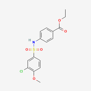 molecular formula C16H16ClNO5S B4622038 4-{[(3-氯-4-甲氧基苯基)磺酰基]氨基}苯甲酸乙酯 