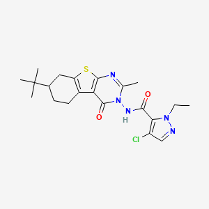 molecular formula C21H26ClN5O2S B4622075 N-(7-tert-butyl-2-methyl-4-oxo-5,6,7,8-tetrahydro[1]benzothieno[2,3-d]pyrimidin-3(4H)-yl)-4-chloro-1-ethyl-1H-pyrazole-5-carboxamide 