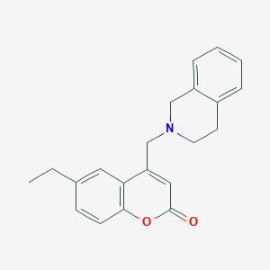 molecular formula C21H21NO2 B4622083 4-(3,4-dihydro-2(1H)-isoquinolinylmethyl)-6-ethyl-2H-chromen-2-one 