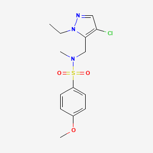 molecular formula C14H18ClN3O3S B4622103 N-[(4-chloro-1-ethyl-1H-pyrazol-5-yl)methyl]-4-methoxy-N-methylbenzenesulfonamide 