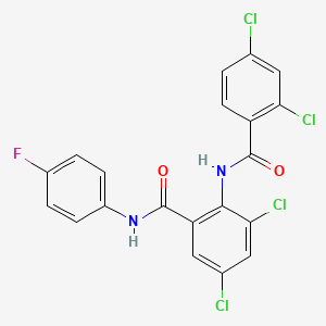 molecular formula C20H11Cl4FN2O2 B4622111 3,5-dichloro-2-[(2,4-dichlorobenzoyl)amino]-N-(4-fluorophenyl)benzamide 