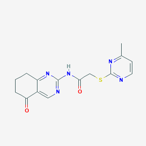 molecular formula C15H15N5O2S B4622116 2-[(4-methyl-2-pyrimidinyl)thio]-N-(5-oxo-5,6,7,8-tetrahydro-2-quinazolinyl)acetamide 