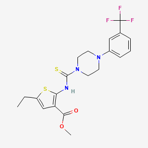 molecular formula C20H22F3N3O2S2 B4622130 5-乙基-2-[{（4-[3-(三氟甲基)苯基]-1-哌嗪基}碳代硫酰)氨基]-3-噻吩甲酸甲酯 