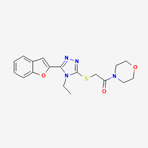 molecular formula C18H20N4O3S B4622138 4-({[5-(1-苯并呋喃-2-基)-4-乙基-4H-1,2,4-三唑-3-基]硫代}乙酰)吗啉 