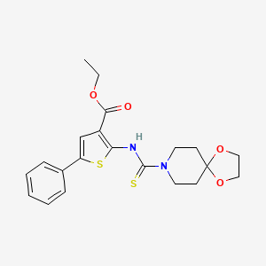 molecular formula C21H24N2O4S2 B4622142 2-[(1,4-二氧杂-8-氮杂螺[4.5]癸-8-基碳硫酰基)氨基]-5-苯基-3-噻吩羧酸乙酯 