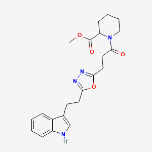 molecular formula C22H26N4O4 B4622144 methyl 1-(3-{5-[2-(1H-indol-3-yl)ethyl]-1,3,4-oxadiazol-2-yl}propanoyl)-2-piperidinecarboxylate 