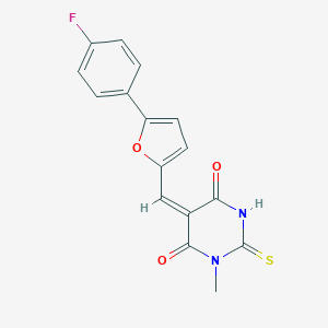 (5E)-5-{[5-(4-fluorophenyl)furan-2-yl]methylidene}-1-methyl-2-thioxodihydropyrimidine-4,6(1H,5H)-dione