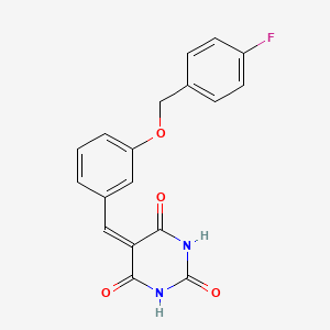 molecular formula C18H13FN2O4 B4622293 5-{3-[(4-fluorobenzyl)oxy]benzylidene}-2,4,6(1H,3H,5H)-pyrimidinetrione 