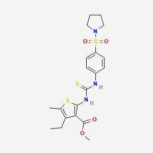molecular formula C20H25N3O4S3 B4622296 4-乙基-5-甲基-2-[({[4-(1-吡咯烷基磺酰基)苯基]氨基}碳硫酰)氨基]-3-噻吩甲酸甲酯 