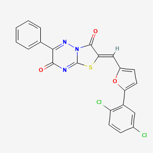 molecular formula C22H11Cl2N3O3S B4622328 2-{[5-(2,5-dichlorophenyl)-2-furyl]methylene}-6-phenyl-7H-[1,3]thiazolo[3,2-b][1,2,4]triazine-3,7(2H)-dione 