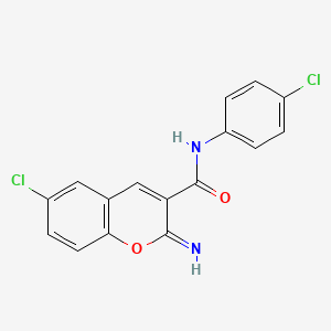 molecular formula C16H10Cl2N2O2 B4622359 6-chloro-N-(4-chlorophenyl)-2-imino-2H-chromene-3-carboxamide 