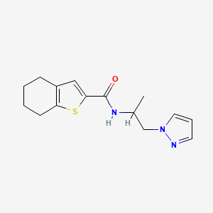 molecular formula C15H19N3OS B4622368 N-[1-methyl-2-(1H-pyrazol-1-yl)ethyl]-4,5,6,7-tetrahydro-1-benzothiophene-2-carboxamide 