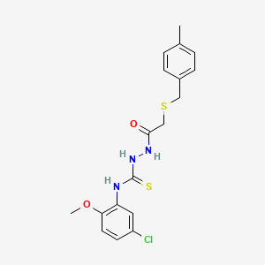 molecular formula C18H20ClN3O2S2 B4622408 N-(5-chloro-2-methoxyphenyl)-2-{[(4-methylbenzyl)thio]acetyl}hydrazinecarbothioamide 