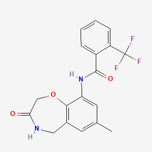 molecular formula C18H15F3N2O3 B4622421 N-(7-methyl-3-oxo-2,3,4,5-tetrahydro-1,4-benzoxazepin-9-yl)-2-(trifluoromethyl)benzamide 