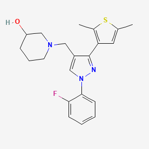 molecular formula C21H24FN3OS B4622475 1-{[3-(2,5-dimethyl-3-thienyl)-1-(2-fluorophenyl)-1H-pyrazol-4-yl]methyl}-3-piperidinol 