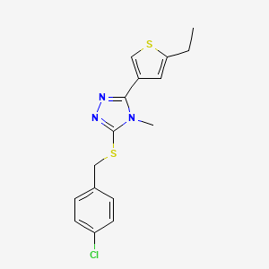 molecular formula C16H16ClN3S2 B4622604 3-[(4-氯苄基)硫]-5-(5-乙基-3-噻吩基)-4-甲基-4H-1,2,4-三唑 