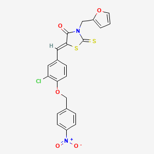 molecular formula C22H15ClN2O5S2 B4622623 5-{3-chloro-4-[(4-nitrobenzyl)oxy]benzylidene}-3-(2-furylmethyl)-2-thioxo-1,3-thiazolidin-4-one 