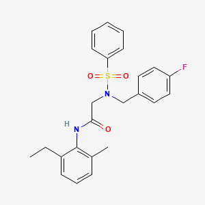 molecular formula C24H25FN2O3S B4622634 N~1~-(2-ethyl-6-methylphenyl)-N~2~-(4-fluorobenzyl)-N~2~-(phenylsulfonyl)glycinamide 