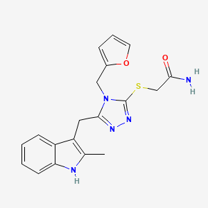 molecular formula C19H19N5O2S B4622651 2-({4-(2-呋喃甲基)-5-[(2-甲基-1H-吲哚-3-基)甲基]-4H-1,2,4-三唑-3-基}硫代)乙酰胺 