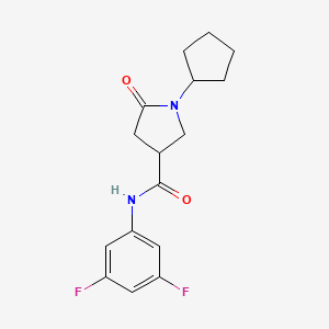 molecular formula C16H18F2N2O2 B4622701 1-环戊基-N-(3,5-二氟苯基)-5-氧代吡咯烷-3-甲酰胺 