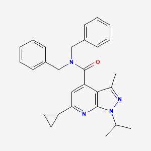 molecular formula C28H30N4O B4622709 N,N-二苄基-6-环丙基-1-异丙基-3-甲基-1H-吡唑并[3,4-b]吡啶-4-甲酰胺 