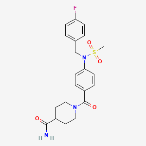 molecular formula C21H24FN3O4S B4622731 1-{4-[(4-fluorobenzyl)(methylsulfonyl)amino]benzoyl}-4-piperidinecarboxamide 