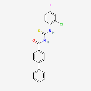 molecular formula C20H14ClIN2OS B4622742 N-{[(2-氯-4-碘苯基)氨基]碳代硫酰基}-4-联苯甲酰胺 