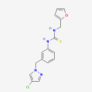 molecular formula C16H15ClN4OS B4622759 N-{3-[(4-氯-1H-吡唑-1-基)甲基]苯基}-N'-(2-呋喃基甲基)硫脲 