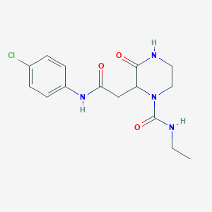 2-{2-[(4-chlorophenyl)amino]-2-oxoethyl}-N-ethyl-3-oxo-1-piperazinecarboxamide