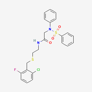 molecular formula C23H22ClFN2O3S2 B4622820 N~1~-{2-[(2-chloro-6-fluorobenzyl)thio]ethyl}-N~2~-phenyl-N~2~-(phenylsulfonyl)glycinamide 