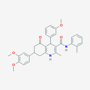 molecular formula C33H34N2O5 B4622826 7-(3,4-dimethoxyphenyl)-4-(3-methoxyphenyl)-2-methyl-N-(2-methylphenyl)-5-oxo-1,4,5,6,7,8-hexahydro-3-quinolinecarboxamide 