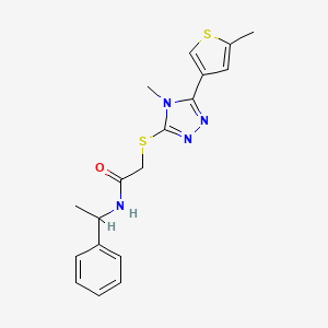 molecular formula C18H20N4OS2 B4622845 2-{[4-methyl-5-(5-methyl-3-thienyl)-4H-1,2,4-triazol-3-yl]thio}-N-(1-phenylethyl)acetamide 