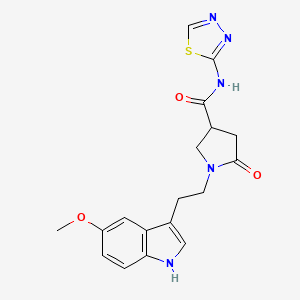 molecular formula C18H19N5O3S B4622861 1-[2-(5-methoxy-1H-indol-3-yl)ethyl]-5-oxo-N-1,3,4-thiadiazol-2-yl-3-pyrrolidinecarboxamide 