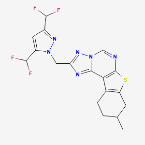 molecular formula C18H16F4N6S B4622873 2-{[3,5-bis(difluoromethyl)-1H-pyrazol-1-yl]methyl}-9-methyl-8,9,10,11-tetrahydro[1]benzothieno[3,2-e][1,2,4]triazolo[1,5-c]pyrimidine 