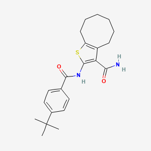 molecular formula C22H28N2O2S B4622884 2-[(4-tert-butylbenzoyl)amino]-4,5,6,7,8,9-hexahydrocycloocta[b]thiophene-3-carboxamide 