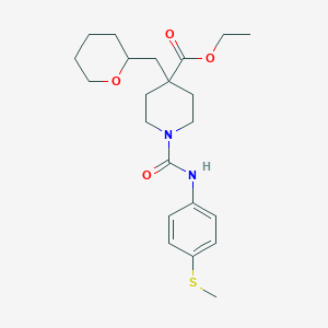 molecular formula C22H32N2O4S B4622885 ethyl 1-({[4-(methylthio)phenyl]amino}carbonyl)-4-(tetrahydro-2H-pyran-2-ylmethyl)-4-piperidinecarboxylate 
