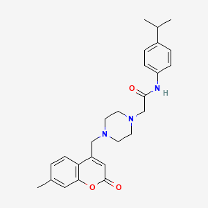 molecular formula C26H31N3O3 B4622899 N-(4-isopropylphenyl)-2-{4-[(7-methyl-2-oxo-2H-chromen-4-yl)methyl]-1-piperazinyl}acetamide 
