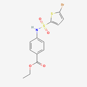 molecular formula C13H12BrNO4S2 B4622964 4-（[(5-溴-2-噻吩基）磺酰基]氨基）苯甲酸乙酯 