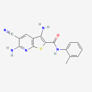 molecular formula C16H13N5OS B4622965 3,6-二氨基-5-氰基-N-(2-甲基苯基)噻吩并[2,3-b]吡啶-2-甲酰胺 