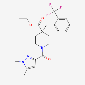 molecular formula C22H26F3N3O3 B4623037 ethyl 1-[(1,5-dimethyl-1H-pyrazol-3-yl)carbonyl]-4-[2-(trifluoromethyl)benzyl]-4-piperidinecarboxylate 