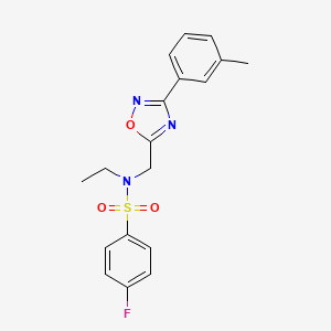 molecular formula C18H18FN3O3S B4623055 N-ethyl-4-fluoro-N-{[3-(3-methylphenyl)-1,2,4-oxadiazol-5-yl]methyl}benzenesulfonamide 