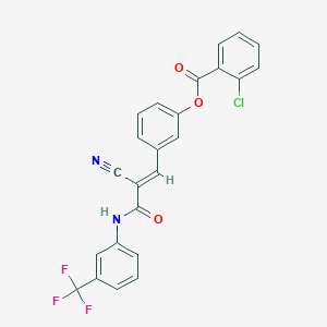 molecular formula C24H14ClF3N2O3 B4623060 3-(2-cyano-3-oxo-3-{[3-(trifluoromethyl)phenyl]amino}-1-propen-1-yl)phenyl 2-chlorobenzoate 