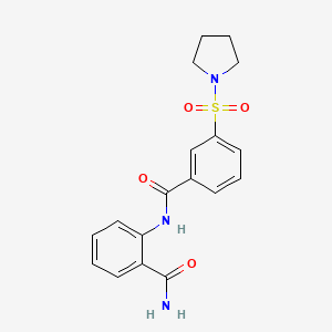 molecular formula C18H19N3O4S B4623068 2-{[3-(1-吡咯烷基磺酰基)苯甲酰]氨基}苯甲酰胺 