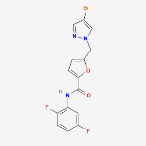 molecular formula C15H10BrF2N3O2 B4623088 5-[(4-bromo-1H-pyrazol-1-yl)methyl]-N-(2,5-difluorophenyl)-2-furamide 