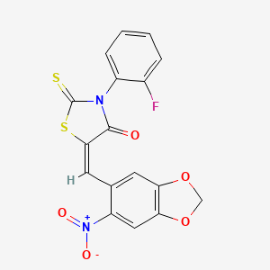3-(2-fluorophenyl)-5-[(6-nitro-1,3-benzodioxol-5-yl)methylene]-2-thioxo-1,3-thiazolidin-4-one