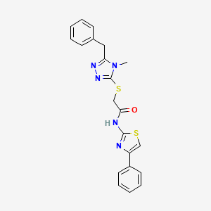 molecular formula C21H19N5OS2 B4623124 2-[(5-benzyl-4-methyl-4H-1,2,4-triazol-3-yl)thio]-N-(4-phenyl-1,3-thiazol-2-yl)acetamide 