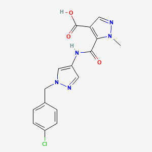 molecular formula C16H14ClN5O3 B4623134 5-({[1-(4-chlorobenzyl)-1H-pyrazol-4-yl]amino}carbonyl)-1-methyl-1H-pyrazole-4-carboxylic acid 