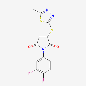 molecular formula C13H9F2N3O2S2 B4623142 1-(3,4-difluorophenyl)-3-[(5-methyl-1,3,4-thiadiazol-2-yl)thio]-2,5-pyrrolidinedione 