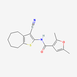 molecular formula C17H18N2O2S B4623200 N-(3-cyano-5,6,7,8-tetrahydro-4H-cyclohepta[b]thien-2-yl)-2,5-dimethyl-3-furamide 