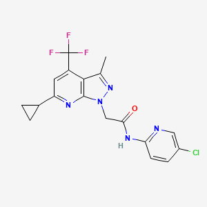 molecular formula C18H15ClF3N5O B4623252 N-(5-chloro-2-pyridinyl)-2-[6-cyclopropyl-3-methyl-4-(trifluoromethyl)-1H-pyrazolo[3,4-b]pyridin-1-yl]acetamide 
